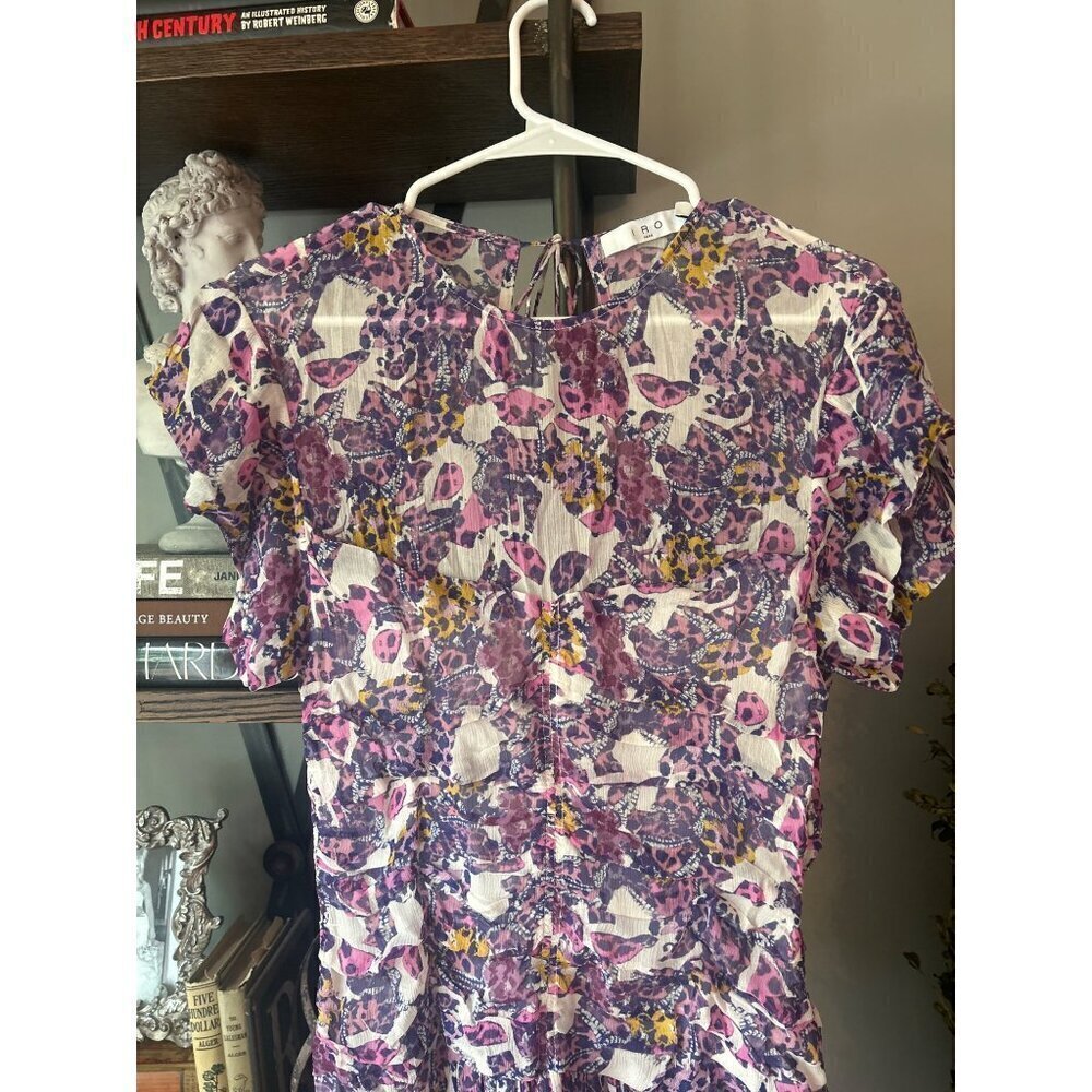 Iro Janek Patterned Chiffon Mini Dress Purple Womens Size FR 36 US 4 - Picture 6 of 11